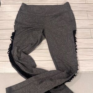 Material Girl Gray Leggings with Black Ruffle Detail